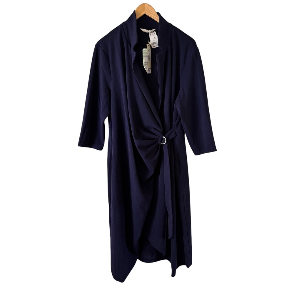 Agnes Orinda Wrap Dress‎ Tie Front 3/4 Sleeve Career Casual BRT Blue 2X - Picture 5 of 9